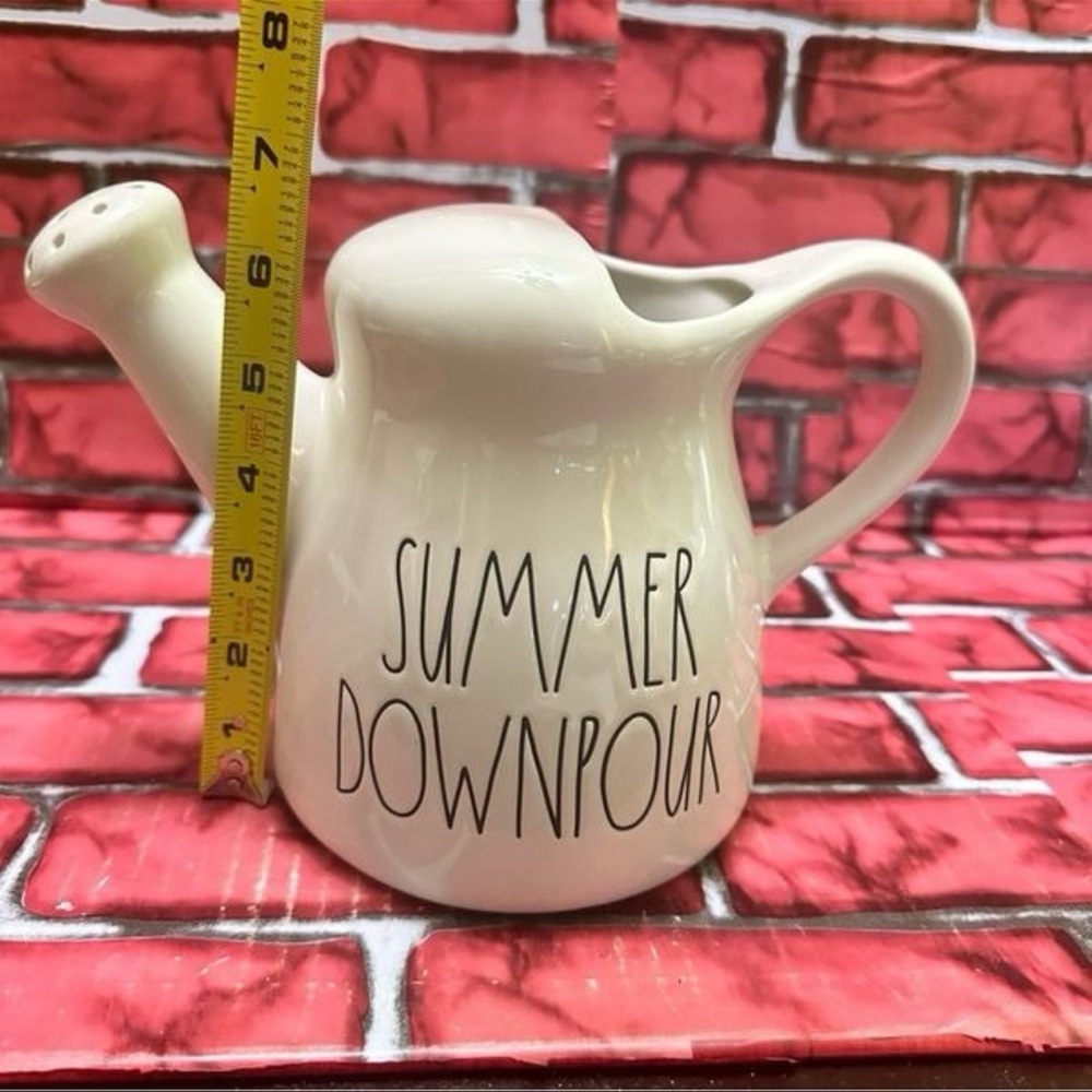 Rae Dunn SUMMER DOWNPOUR cream ceramic watering can - Picture 4 of 9
